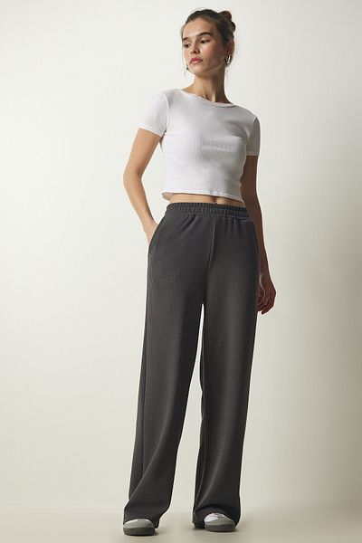 Happiness İstanbul Women's Smoked Corded Knitted Trousers EW00005