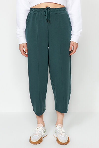 Trendyol Collection Green Modal Soft Fabric High Waist Stretch Knitted Trousers TWOAW24PL00361