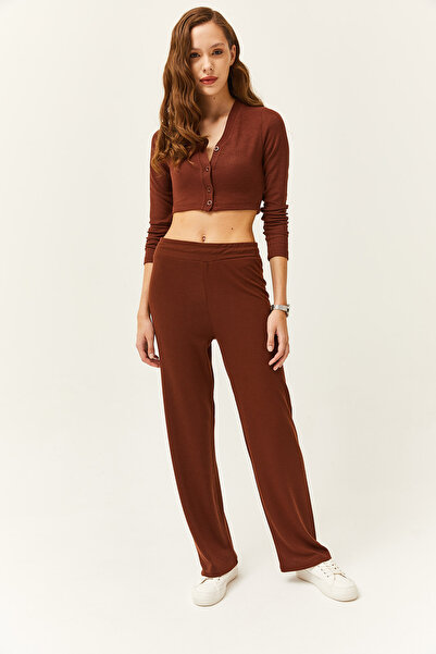 Olalook Γυναικεία ζακέτα Bitter Coffee με ράβδο κάτω μέρος TKM-19000235