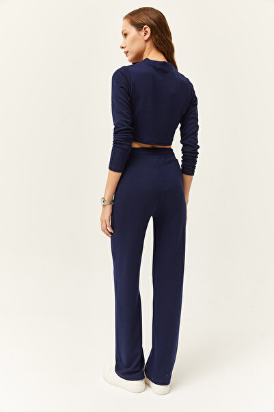 Olalook Жіночий темно-синій приталений костюм з кардиганом зверху і знизу TKM19000235