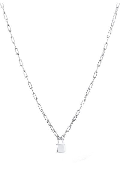 ELLI Halskette Schloss Liebe Gliederkette Unisex 925er Silber rhodiniert