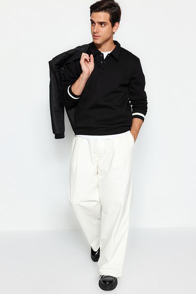 Trendyol Collection Πόλο μπλουζάκι ριγέ oversize γιακά - Ζεστό, TMNAW24sw00107