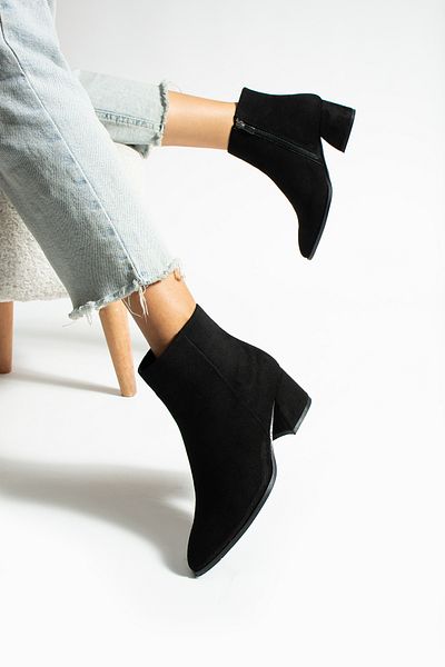 Lİmar Shoes LIMAR 3908 black suede Pointed Toe Women's Heeled Boots