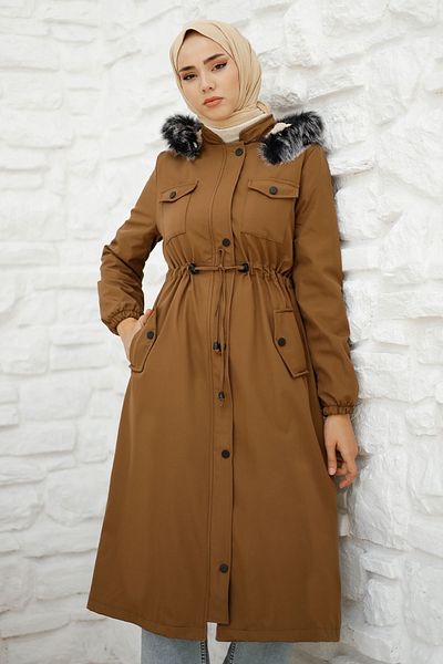 InStyle Kabát Polar 0880 s kapsami s klopou – hnědý