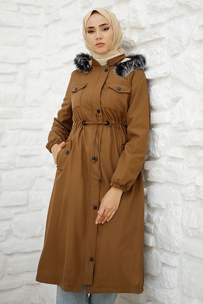 InStyle Kabát Polar 0880 s kapsami s klopou – hnědý