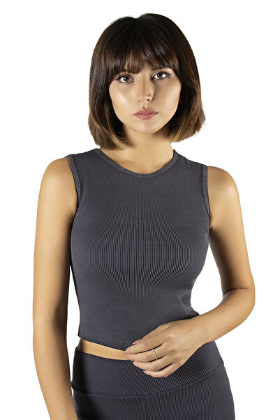 Terapi Men Ανθρακί Εφαρμοσμένο/Απομονωμένο Crop Halter Λαιμόκοψη με ριμπ ελασ...