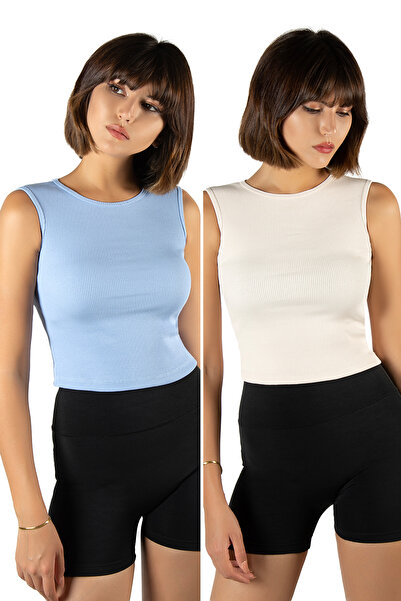 Terapi Men 2 Συσκευασία Μπλε Κρεμ Εφαρμοσμένη/Απομονωμένη Crop Halter Λαιμόκο...