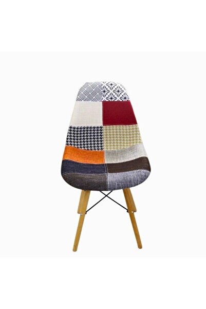 T.Concept T.conept Renkli Patchwork Sandalye Ahşap Ayaklı