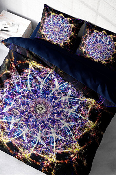 MonoHome Set cuvertură de pilota dublă din satin 100% bumbac cu cearșaf elast...