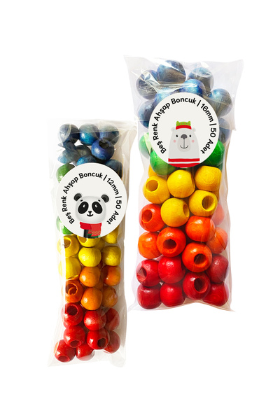 piapolya Iki Boy Beş Renk Ahşap Boncuk | 12mm Ve 16mm | Küçük Kas Gelişimi | ...