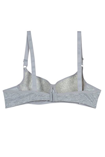 Rare White Women's Gray Padded Underwire Adjustable Strap Bra