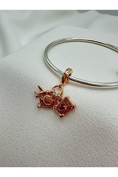My Story Uçak,dünya Küresi Ve Bavul Rose Sallantılı Gümüş Charm