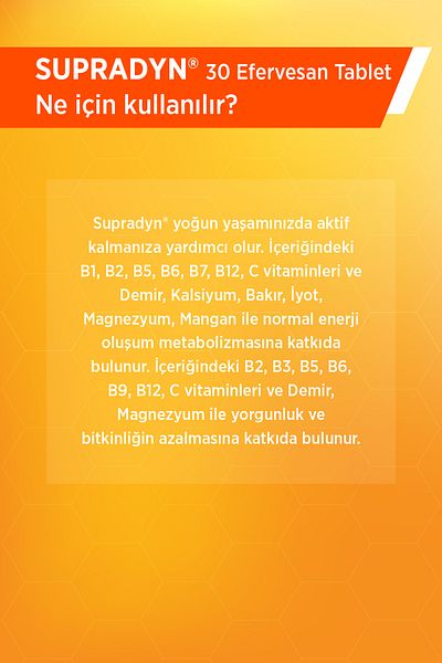 Supradyn 30 Effervescent Tablets |   Containing Coenzyme Q10, Multivitamins and Minerals