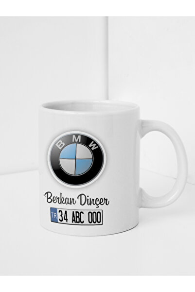 Kurumsal Promosyon Bmw Logolu ve Plakalı Kişiye Özel Tasarımlı Kupa Bardak