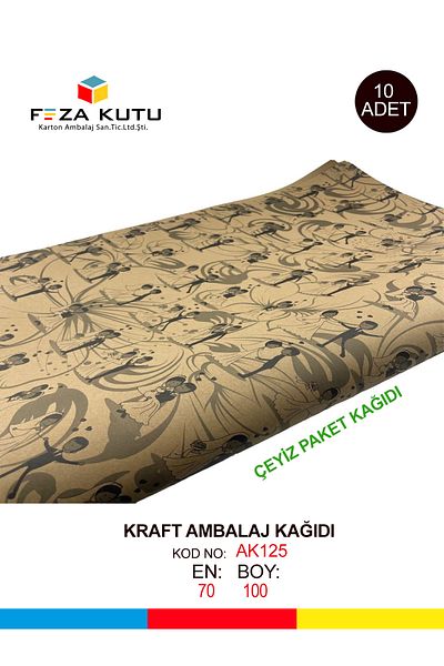 Feza Kutu Dowry Packing PaperI Kraft Paper Wrapping Paper Gift Paper Kraft Box New Year 70x100 (10 PCS)