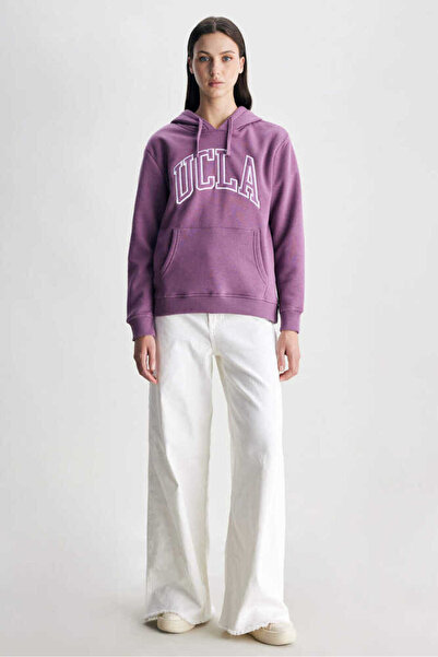UCLA Γυναικείο φούτερ Riley Purple Hooded Embroidered Sharded Standard Fit