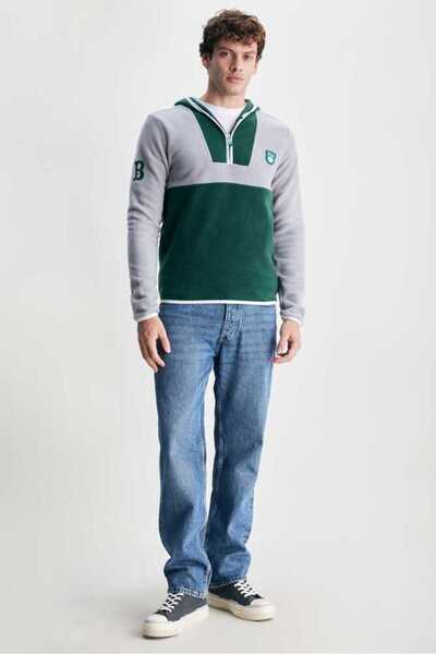 UCLA Ανδρικό φούτερ από καουτσούκ Fleece με μισό φερμουάρ Hemet Green