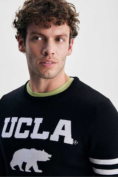 UCLA ملابس تريكو رفيعة للرجال من قماش الجاكار الأسود من Guala