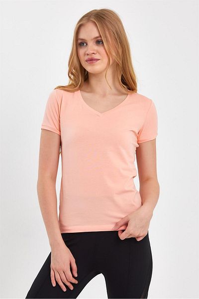 GRAB Tricou sport cu mânecă scurtă, cu decolteu în V, pentru femei