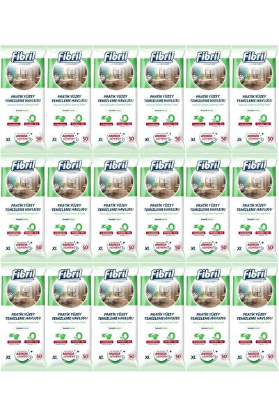 Fibril منشفة تنظيف الأسطح 50 ورقة XL معطرة للتنظيف مجموعة 18 قطعة 900 ورقة بغطاء بلاستيكي