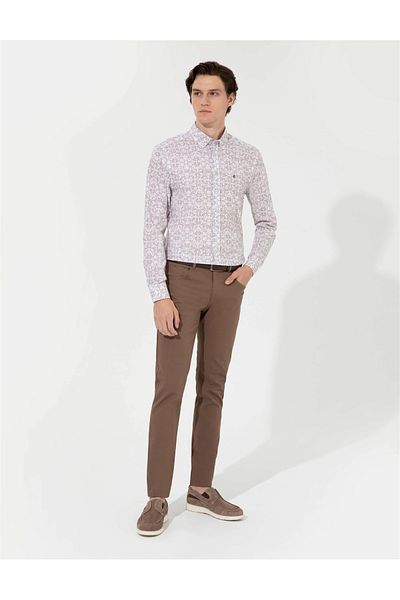 Pierre Cardin Καφέ Slim Fit Canvas Παντελόνι G021SZ078.000.1414330.VR033