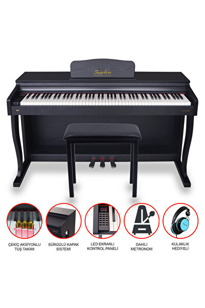 JWIN Sapphire Sdp-215 Siyah Çekiç Aksiyonlu Dijital Piyano Seti - Siyah (TABU...