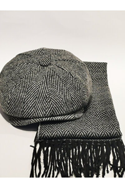 Özgöksu Şapka مجموعة وشاح قبعة متعرجة بريطانية من Peaky Blinders