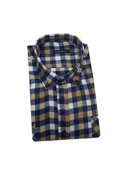 ATİLLA ÖZER Atilla Özer Ανδρικό Πουκάμισο Χειμερινό Κασμίρ Plus Size-6379