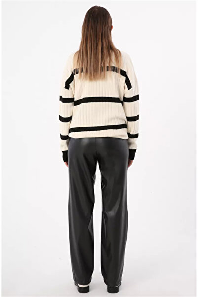 SYG Dikiş Detaylı Deri Pantolon 77066Siyah