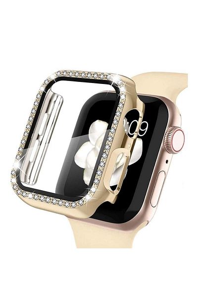 Alstrap حافظة أنيقة من حجر الراين الماسي وواقي شاشة متوافق مع Apple Watch 2-3-4-5-6-se-7-8-9 40 ملم