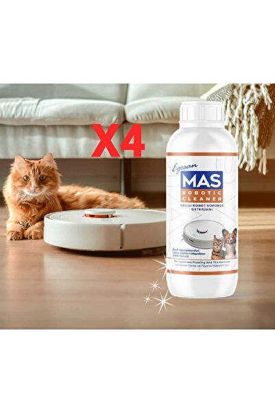 Mas Robot Süpürge Deterjanı Solüsyonu Evcil Hayvanlı Evler İçin 1000 ml x 4 Adet