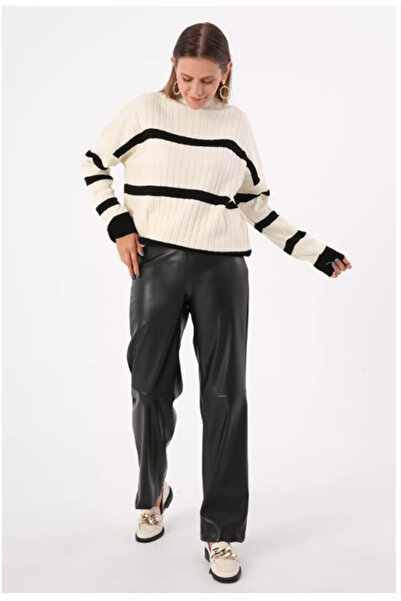 SYG Dikiş Detaylı Deri Pantolon 77066Siyah