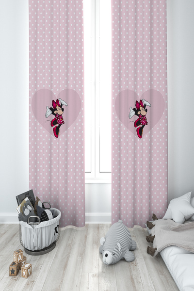MASAL ODAM غرفة الأطفال والرضع ميني ماوس قلب كبير وستارة خلفية منقطة بجناحين