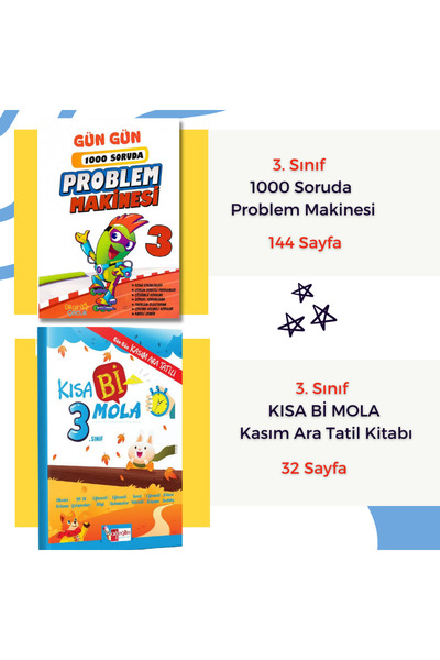Bilgin Çocuk Yayınları 3.Sınıf Kasım Ara Tatili/Güz Tatili/Problemlerle Matem...