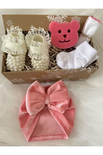 MASALBABY Kız Bebek Saç Bonesi Seti / Yeni Doğan Hediyelik /