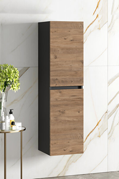 ÖZCEDEN Yıldız 35*130 Cm Antrasit Gri Mat-atlantik Çam Mdf Asma Banyo Boy Dolabı