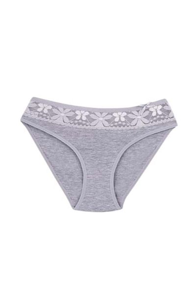 Ceylanoğlu Women's Lycra Lace Waist Bikini Panties C-131 (4 Pack) - C-131 - Gray - ST00276-Grey-6