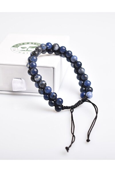 Safnaturel سوار Dumortierit 6 مم مزدوج الصف من الحجر الطبيعي