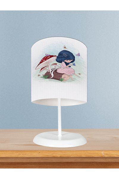 MEKTA HOME Girl Patterned Baby and Children's Room Mushroom and Princess Lampshade