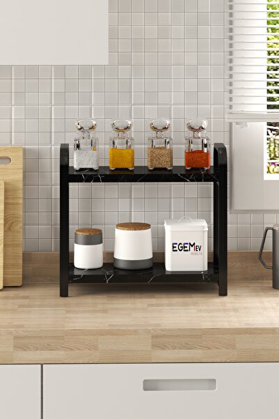 EGEMEV Mutfak Tezgah Üstü baharatlık kavanozluk Yüksek Raflı Banyo rafı Mutfa...