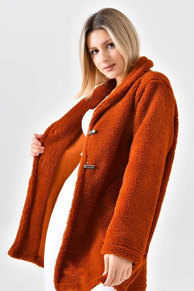 sinemisxxl unlined light cinnamon color teddy coat