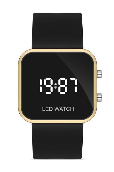 Aqua Di Polo 1987 ساعة يد رقمية بإضاءة LED سيليكون باللون الأسود للجنسين Apwr033002