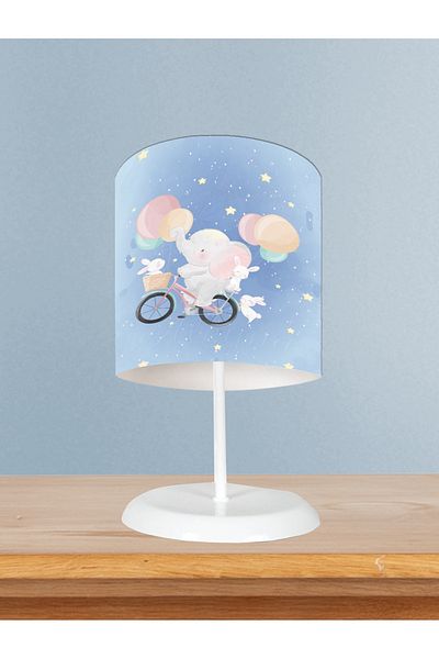 MEKTA HOME Bicycle and Baby Elephant Patterned Baby and Children's Room Lampshade