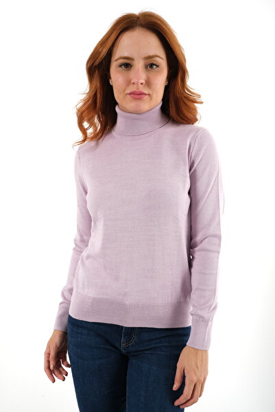 Trist Star Πλεκτό πουλόβερ λιλά 100% οργανικό βαμβάκι με ζιβάγκο