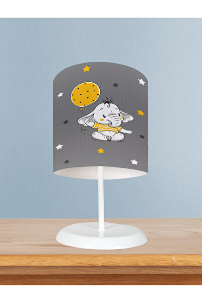 MEKTA HOME BEBEK VE ÇOCUK ODASI Sarı Filli Balon Desenli Abajur