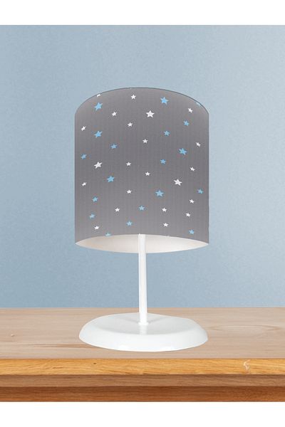MEKTA HOME Blue and White Star Patterned Children's Room - Framed Lampshade