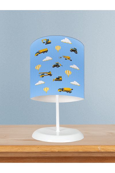MEKTA HOME Blue Road Patterned Engineering Vehicle Baby and Child Lampshade