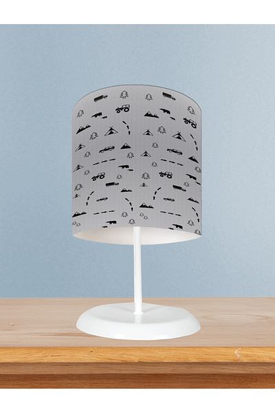 MEKTA HOME Patterned Baby and Children's Room Lampshade with Car and Animal Figures