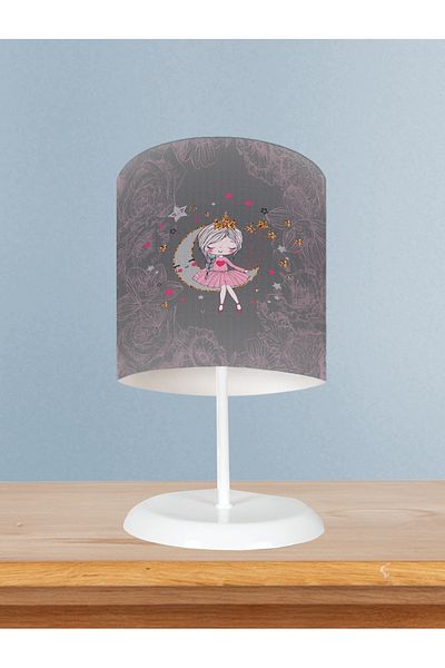 MEKTA HOME Gray Lampshade with Pink Motif for Girls - Baby and Children's Room
