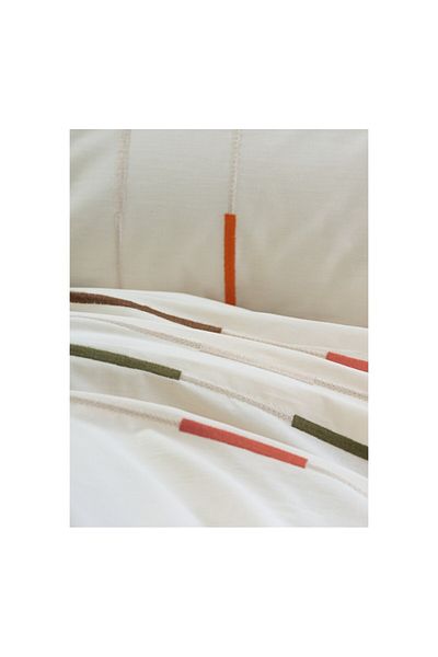 ŞENER HOME Ivory Green Cottonbox Brode - Double Embroidered Ranforce Duvet Cover Set
